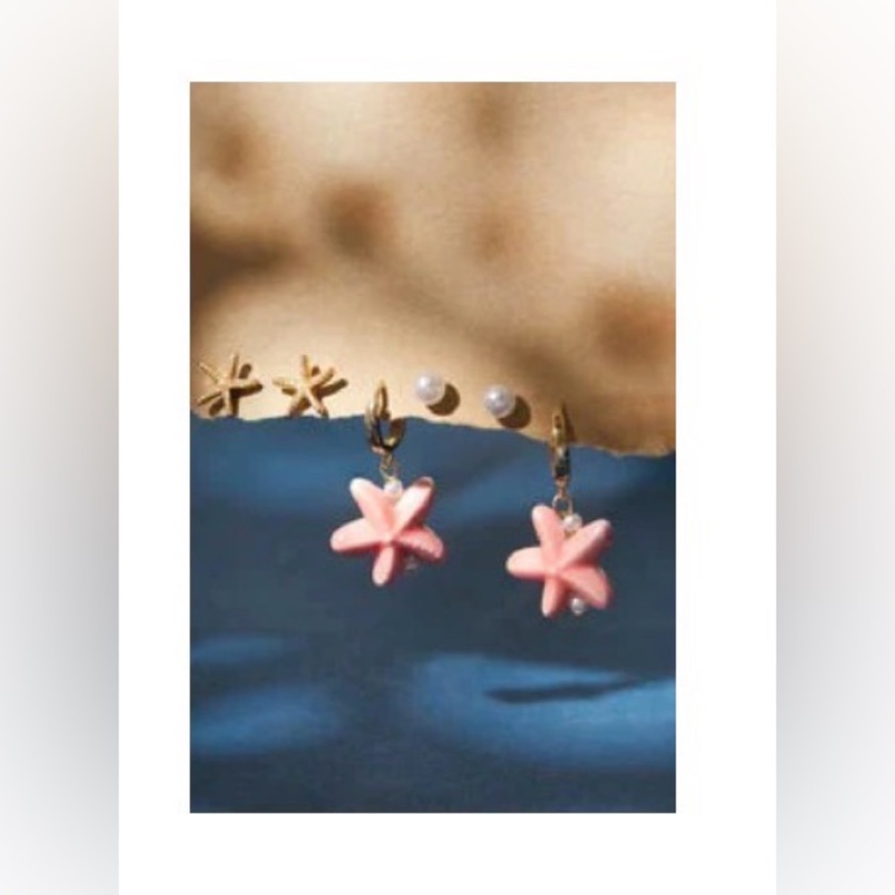 Altar'd State Pink and Gold Starfish Earring Set - Picture 4 of 4